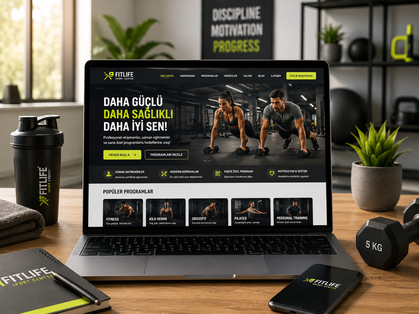 Fitness Sitesi hazır web tasarım paketi