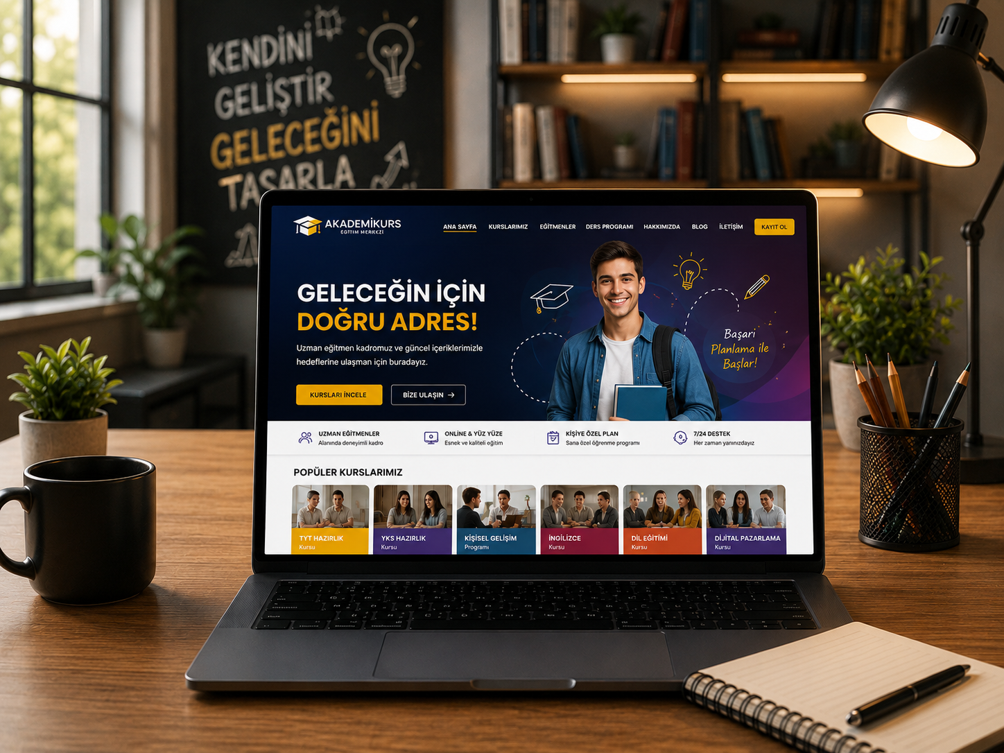 Kurs Merkezi Sitesi hazır web tasarım paketi